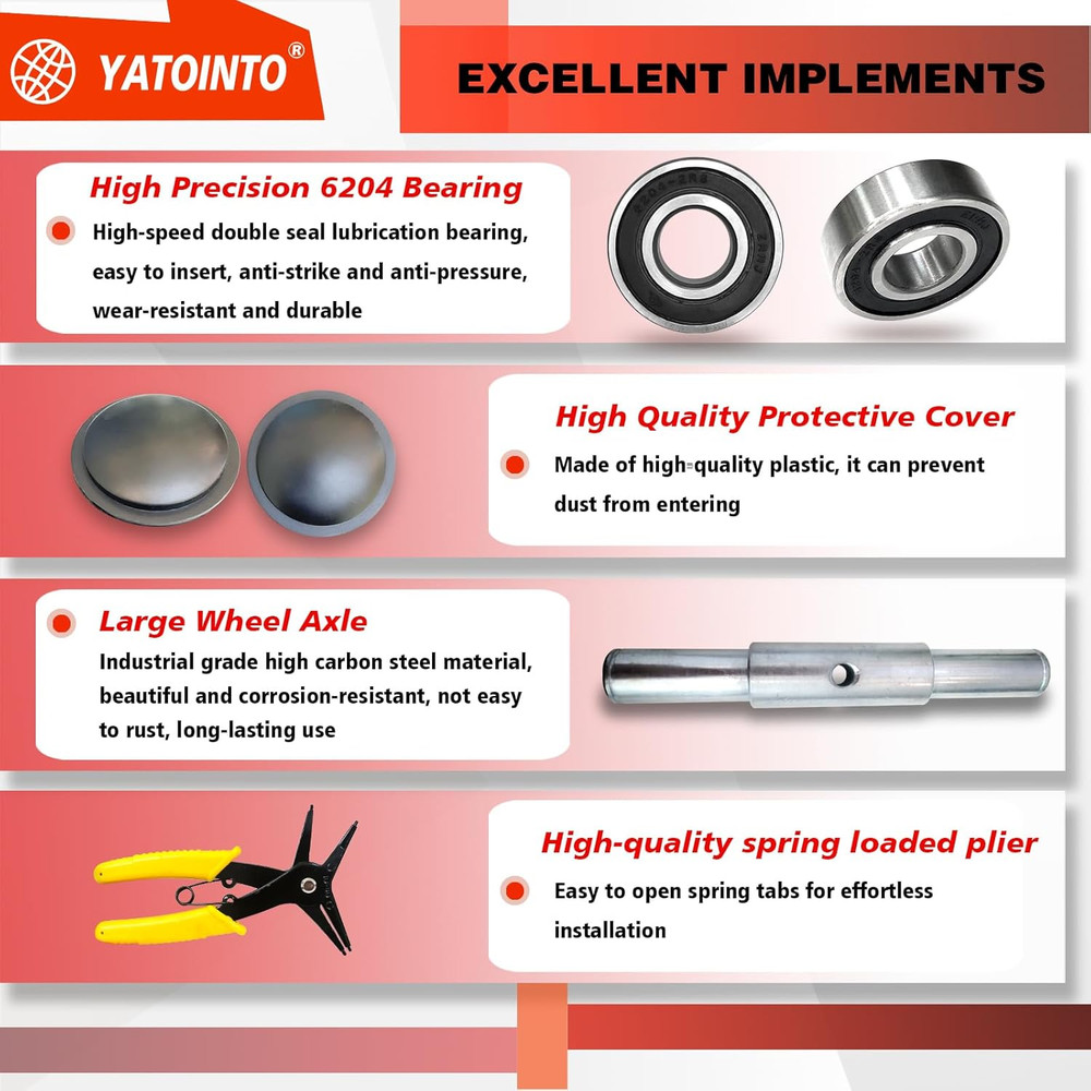 Pallet Jack Steer Wheel Set 7"x2" with Axle & Caps - Replacement Kit