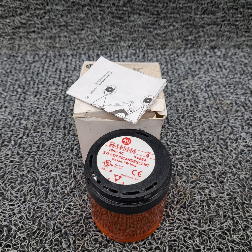 ALLEN BRADLEY 855T-B10DN5 SER B Stack Light Amber Steady 120V AC 7W