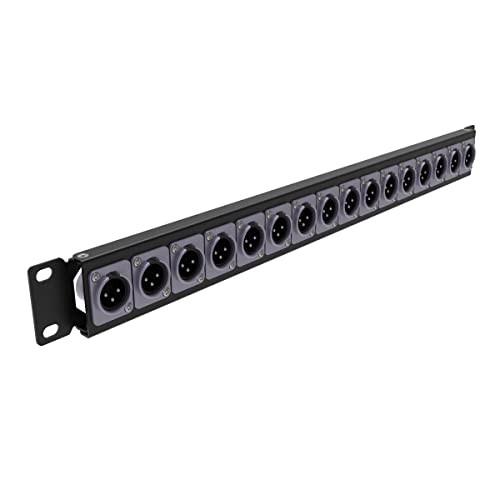1U Hinged Rack Panel XLR HDMI Audio Rack Mount Panel with 16 D-Series Punch