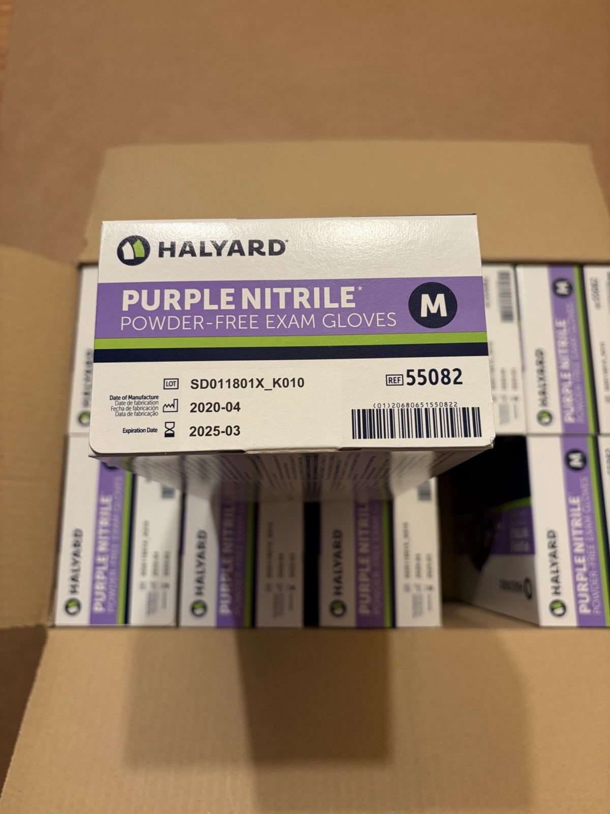 HALYARD PURPLE NITRILE Gloves Powder-Free 55082 10 Boxes (1000ct) Sz M Exp 3/25