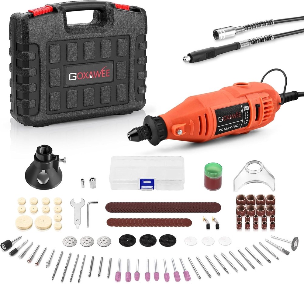 Compact Electric Rotary Tool Kit with Keyless Chuck for Precision Crafting