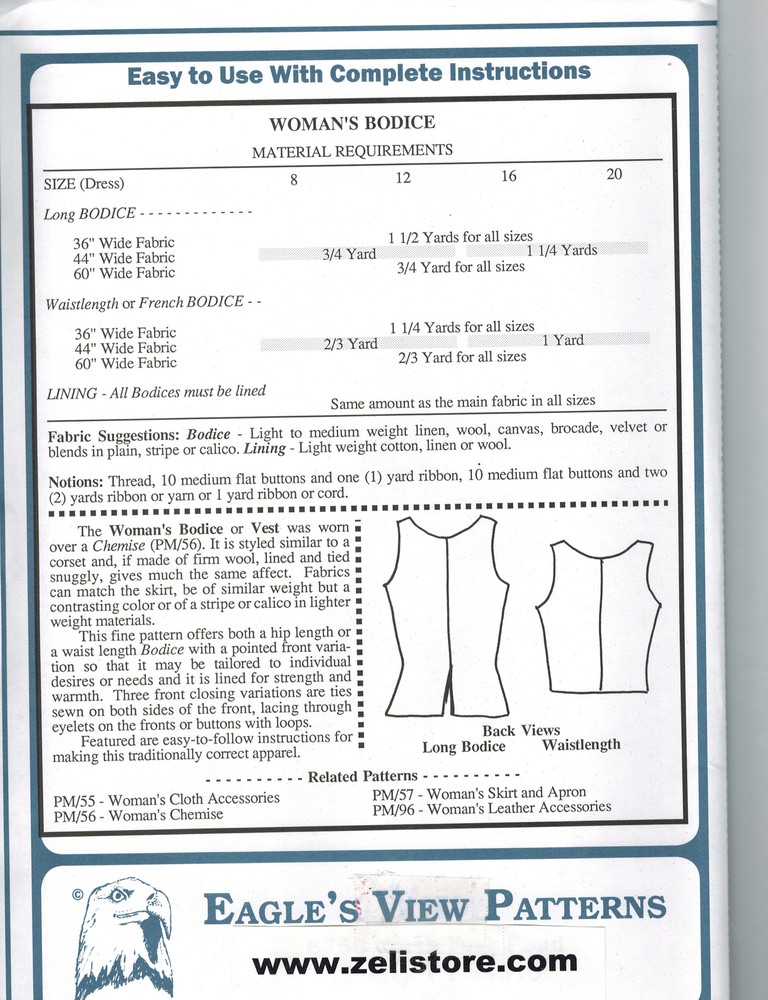 Woman's Bodice Pattern