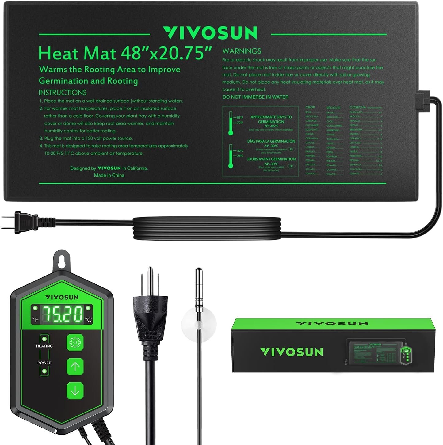 VIVOSUN Seedling Heat Mat with Thermostat Warmer Heating Pad for Plant