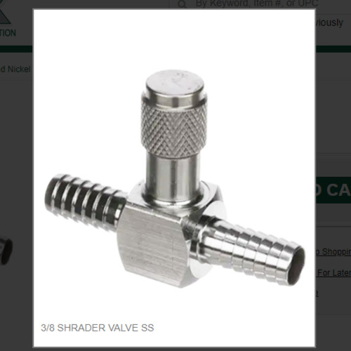 3/8 SHRADER VALVE SS # BV4002