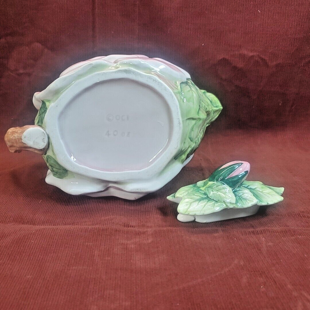 Rose 40oz Teapot Pitcher Rose and Leaf Pattern