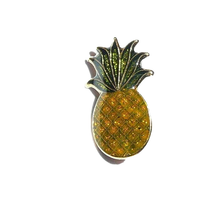 Pretty Pineapple Metal Shank Button Pineapple Fruit Button 3/8" x  5/8"