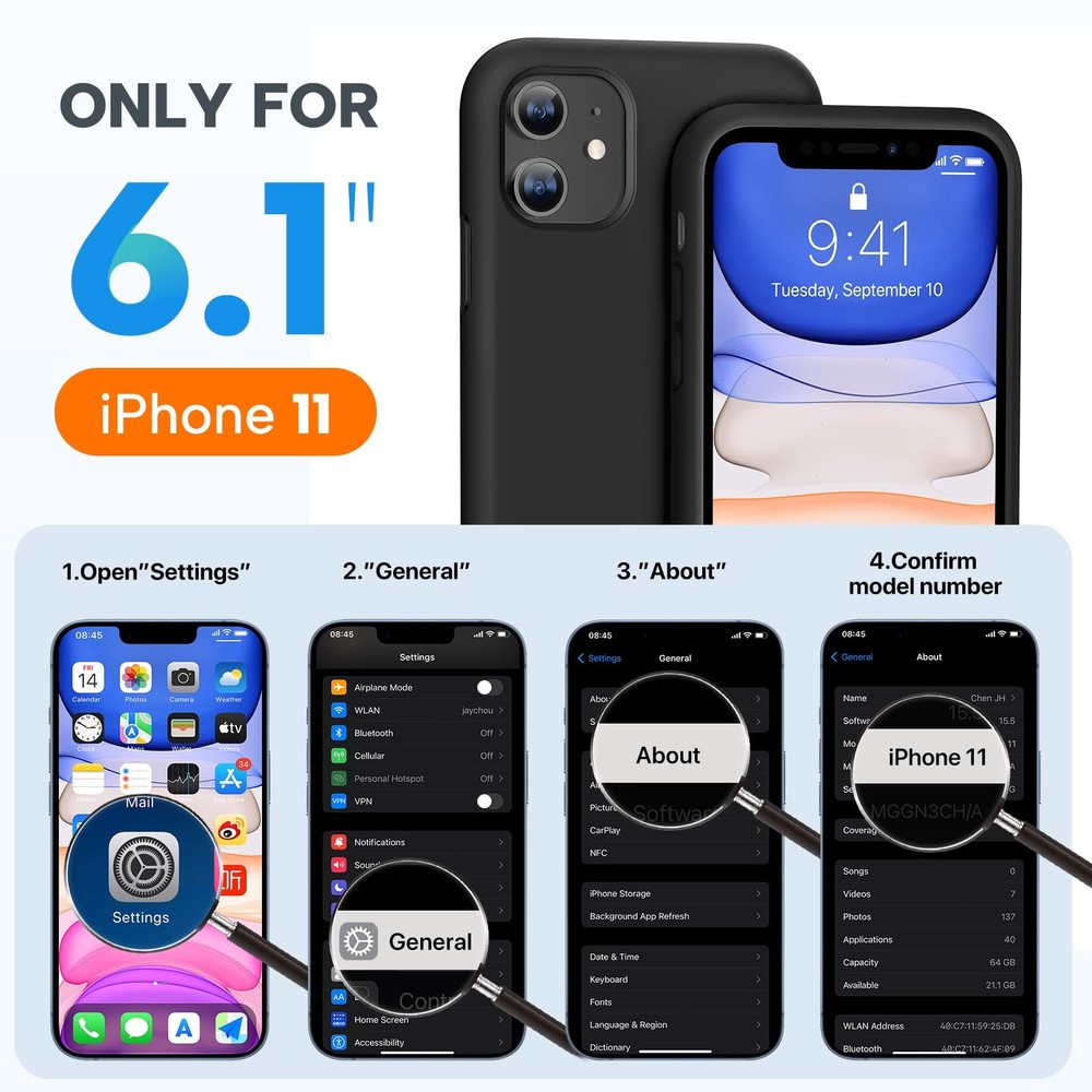Miracase Designed for iPhone 11 Phone Case, with Screen 11, Black