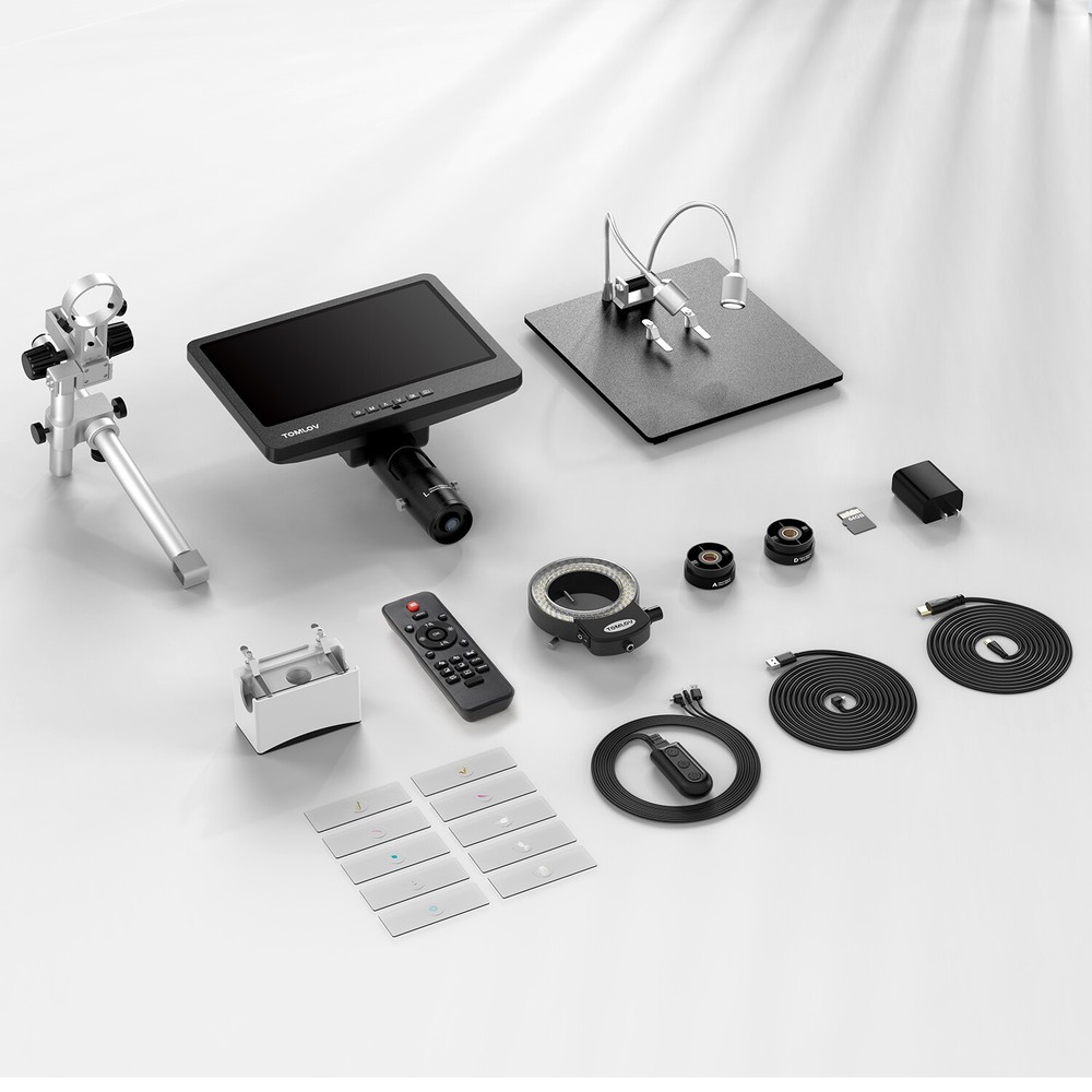 TOMLOV 10\" Digital Soldering Microscope 2000x Coin Microscope Flexibility Stand