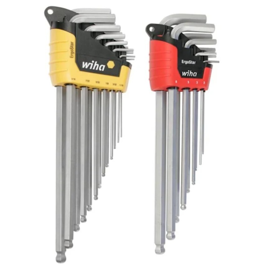 Wiha 66982 ErgoStar Ball End Hex L-Key Set 22 Piece SAE Inch & Metric Allen Keys