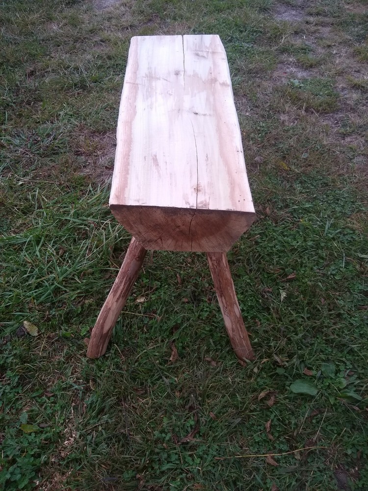 Log Bench Hewn Poplar Rustic Style