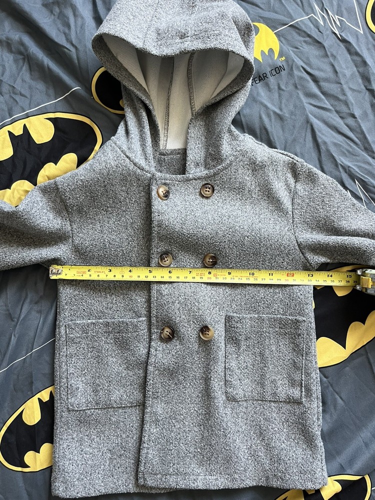 Boy Coat Size 3 Gray Open Front Hoodie