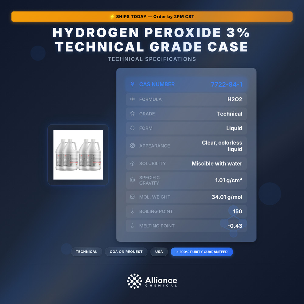 Hydrogen Peroxide 3% Technical Grade - 4 Gallon Case