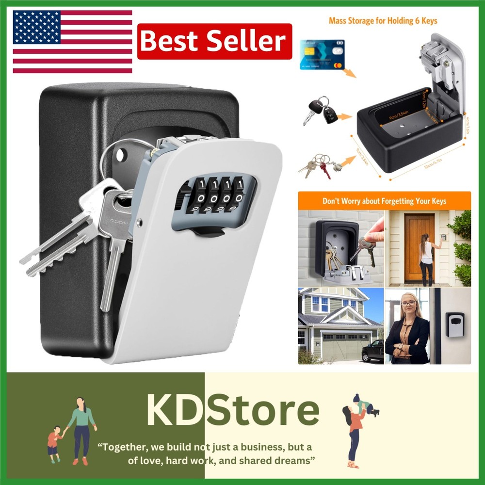 Secure Wall-Mounted 4-Digit Key Lock Box with Large Capacity