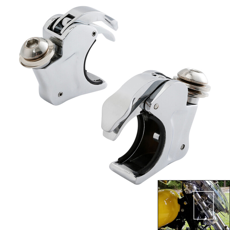 Pair 39mm Fork Quick Release Windshield Clamps For Harley Dyna Super Wide Glide