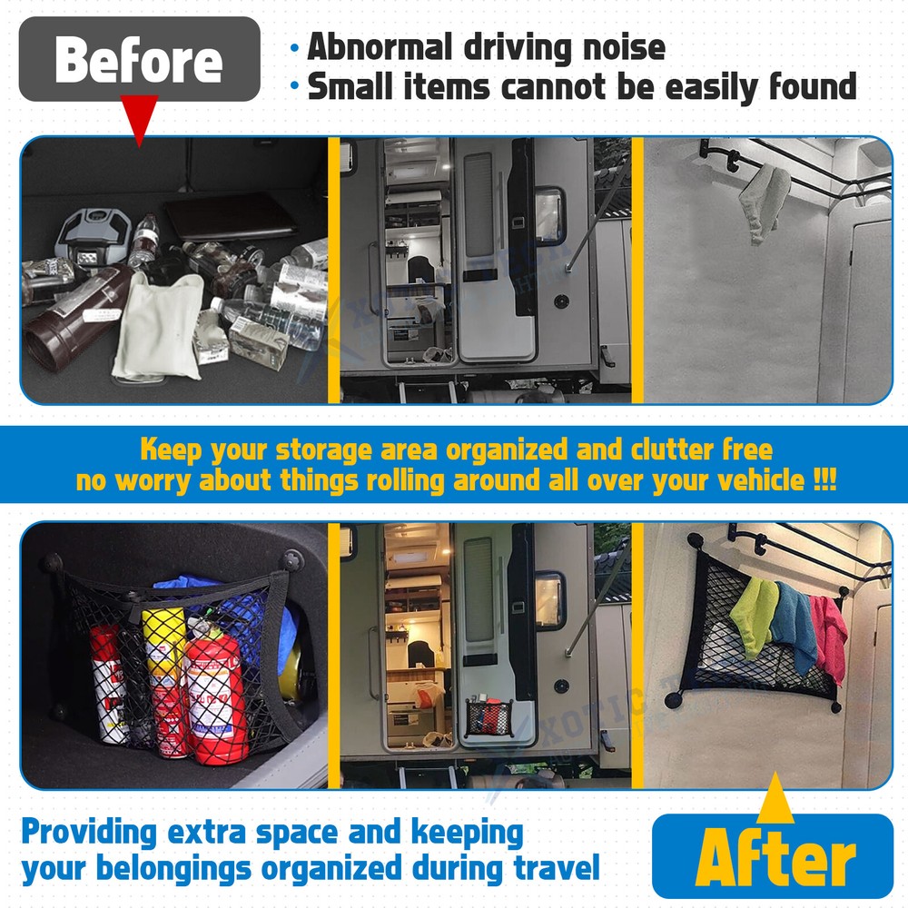 2 Pack Mesh Cargo Net Stretchable Elastic Car Storage Organizer Pouch Universal