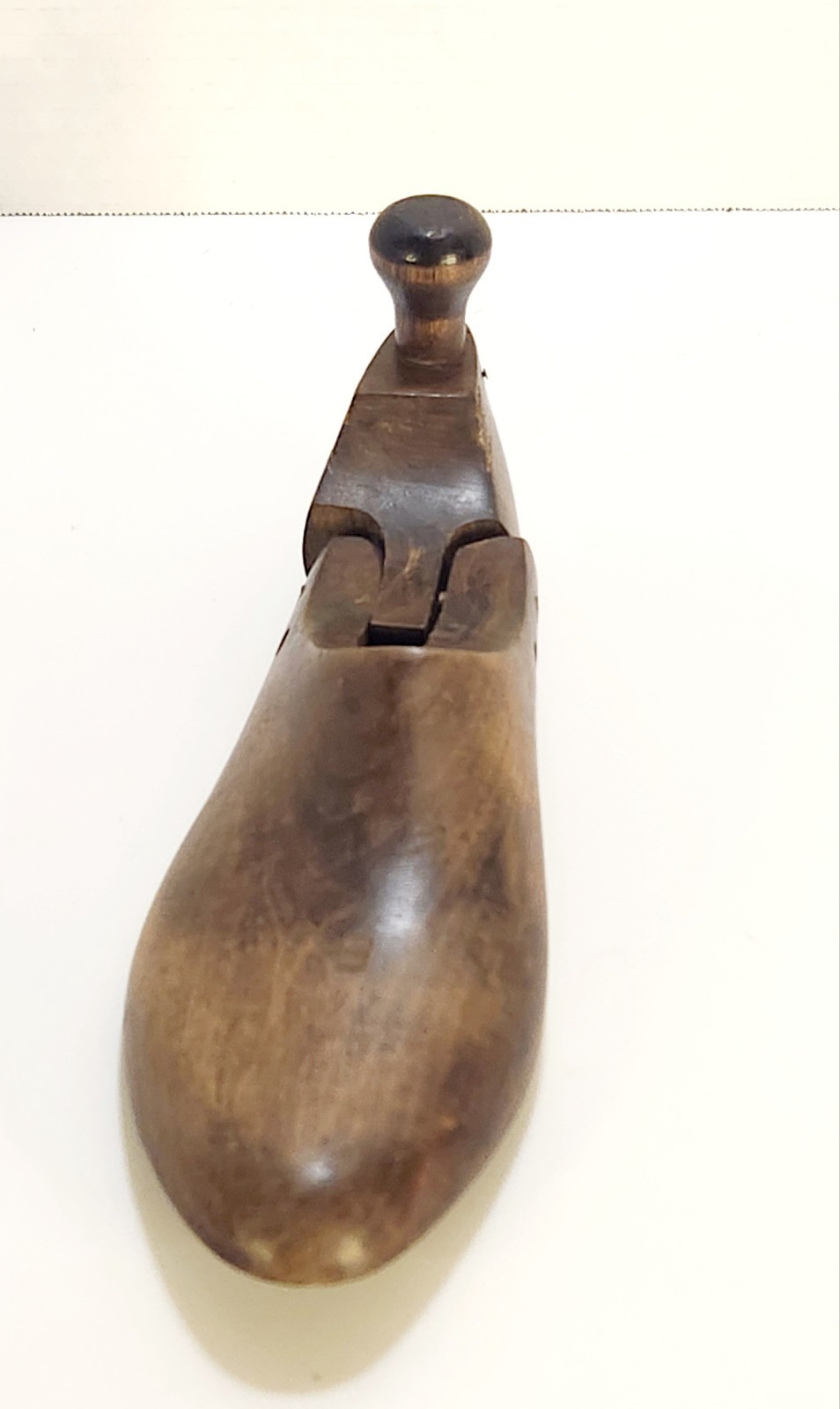 VTG Wood Shoe Cobbler Form Mold Primitive Antique Folk Art Decor Hinged Knob 11"