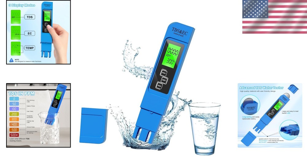 Precision Water Testing Kit - 4 in 1 TDS Meter with Backlit LCD for Clean Water