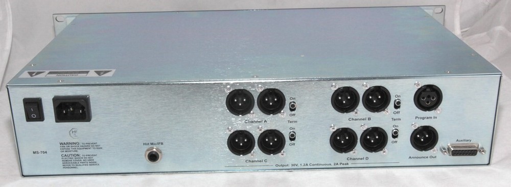 Clear-Com Clearcom 4CH 4 Channel Headset Main Station MS-704 Intercom Base 2RU