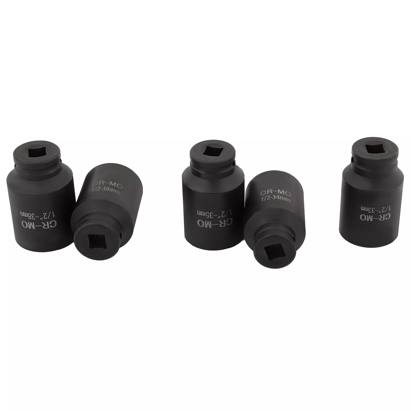 5Pcs 1/2" Drive Deep Impact Axle Hub Socket Set 6 Point 33mm 34mm 35mm 36mm 38mm