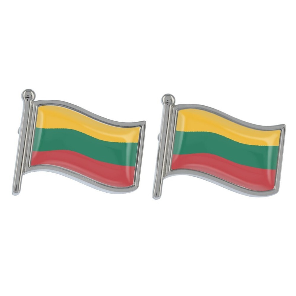 Lithania Wave Flag Silver Cufflinks in Gift Box