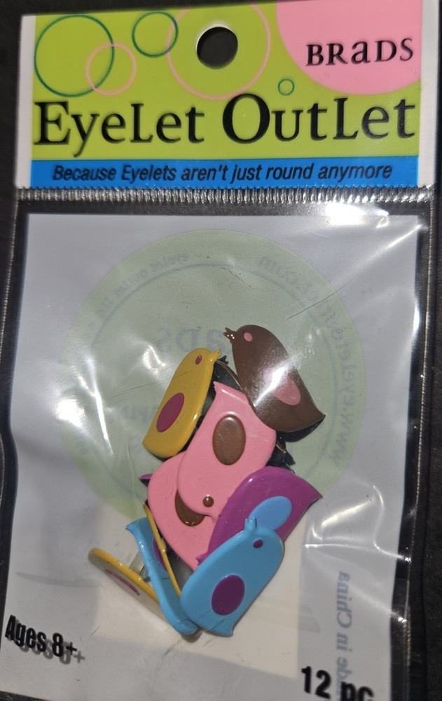 Eyelet Outlet Shape Brads 12/Pkg Chirping Birds