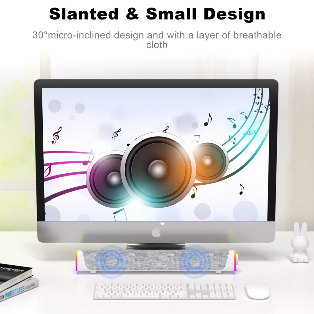 SOULION R30 Plus Bluetooth Computer Speakers, All-in-One Control Button White