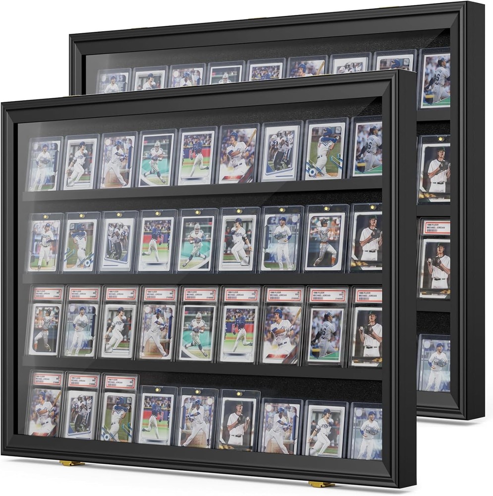 2 Pack Baseball Card Display Case, 36 Graded 36 Card-Horizontal-2 Pack, Black