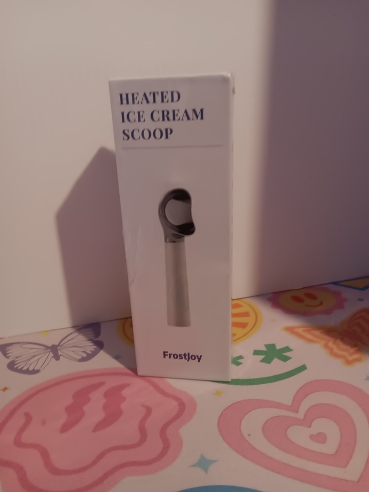 FrostJoy Heated Ice Cream Scoop Rechargeable, White Handle Open Box