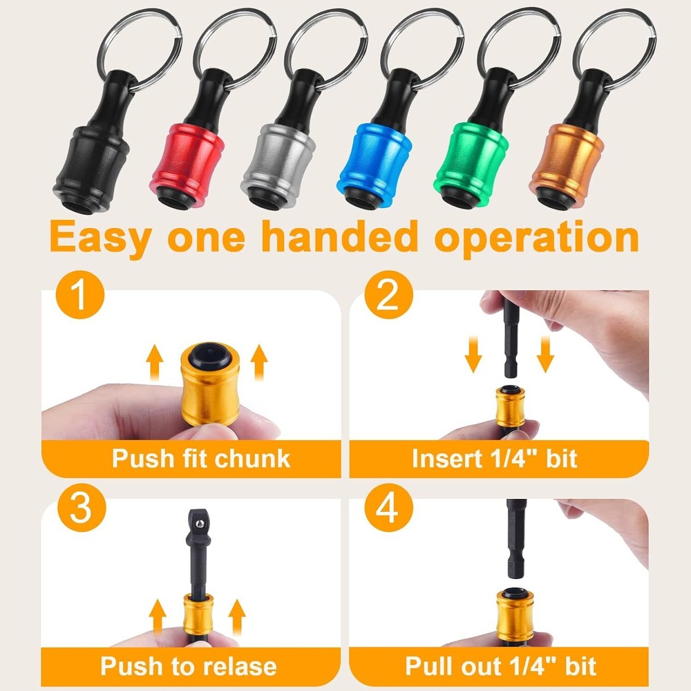 14PCS 1/4" Hex Shank Quick Release Keychain Screwdriver Drill Bit Holder Bit Set