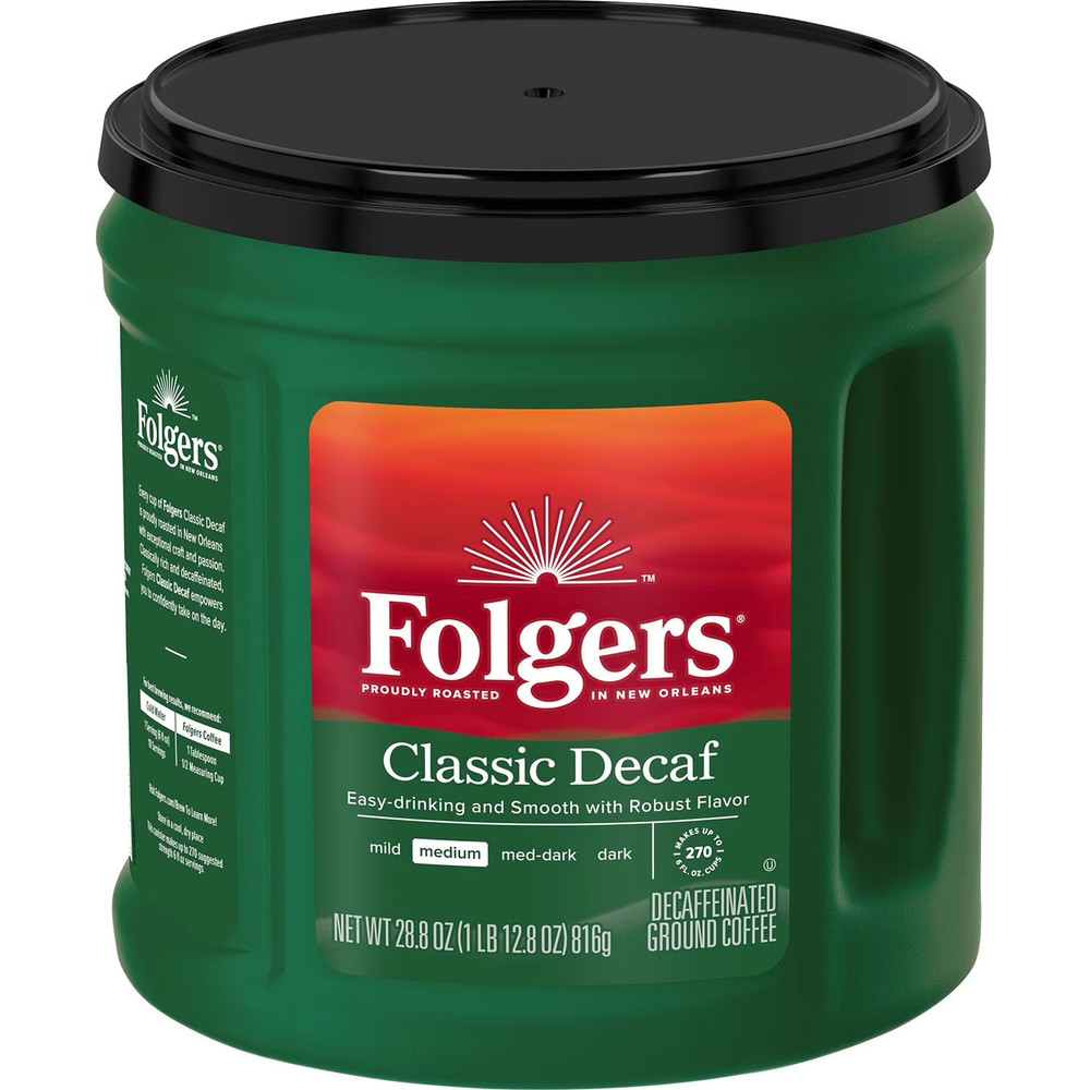 Folgers Decaffeinated Classic Roast Ground Coffee, 28.8 Oz.