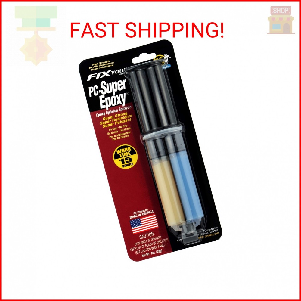 PC Products PC-Super Epoxy Adhesive Paste, Two-Part 1 oz Double Syringe, Translu