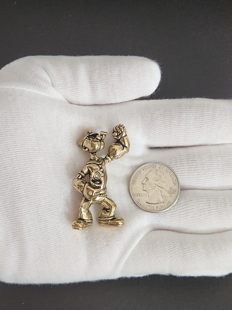 Popeye The Sailor Man Solid Brass Miniature Figure, Heavy, Sturdy, and Durable