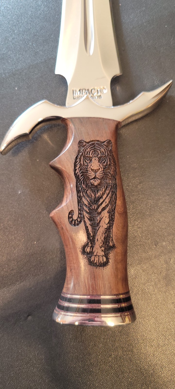 Impact Cutlery Custom D2 Steel Dagger Knife Engraved Rosewood Handle- 2402