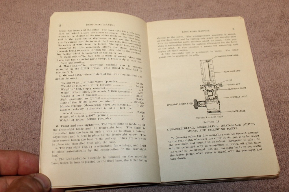 Original Pre WW2 U.S. War Dept "Basic Weapons" "MG Company", Named & 1932 dated