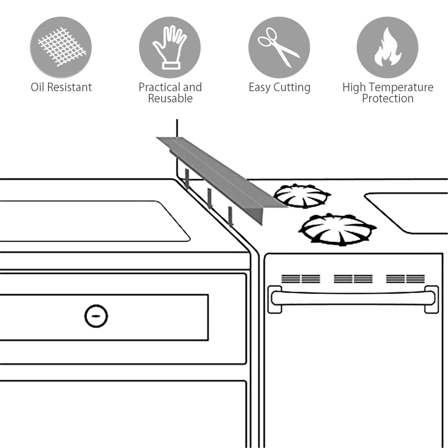 2 PCS 21'' Silicone Stove Counter Gap Cover Oven Guard Spill Seal Slit Filler