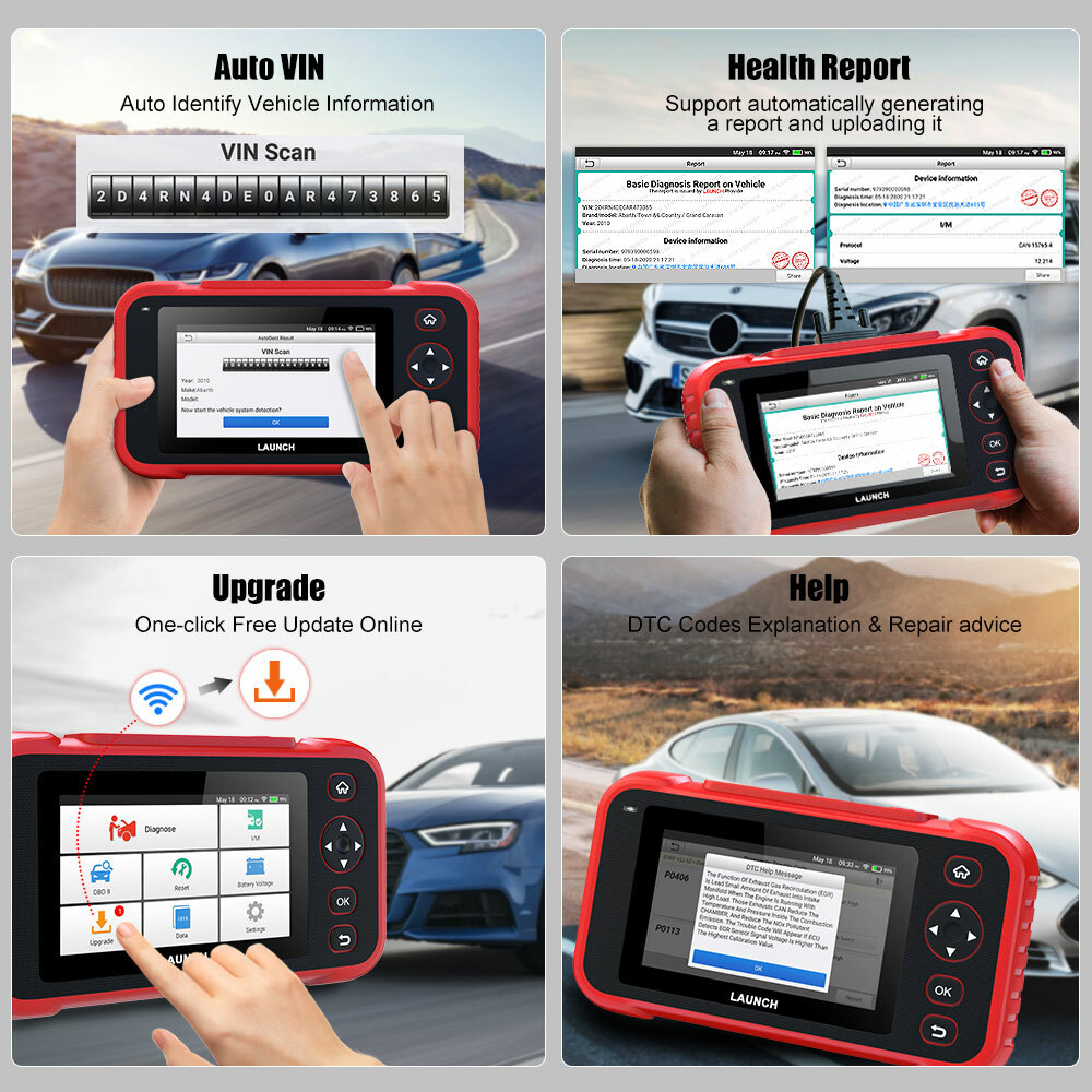 Automotive Code Reader OBD2 Scanner ABS SRS Engine Transmission Diagnostic Tool