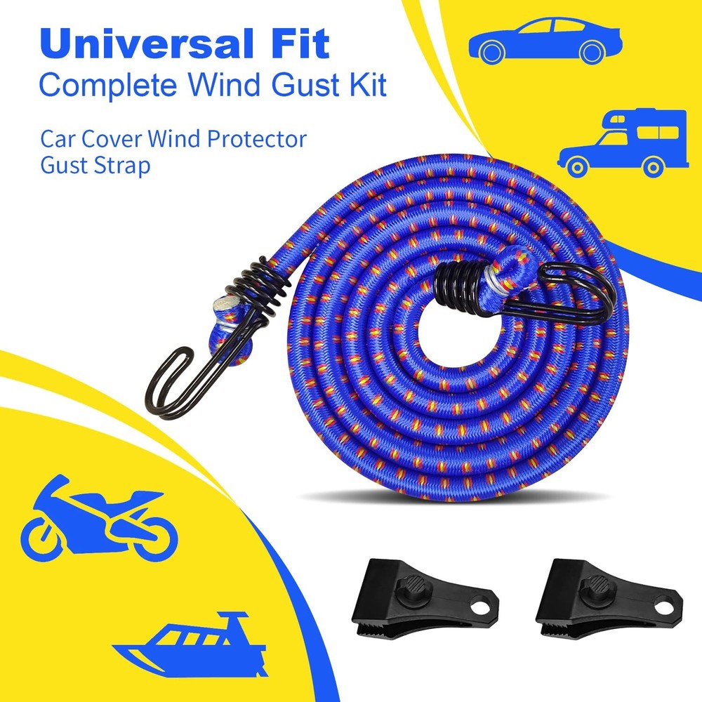2 Pack Car Cover Gust Straps Wind Protector Adjustable Elastic Windproof Ropes
