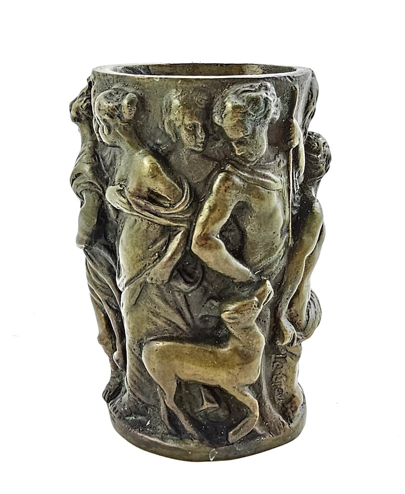 Solid Bronze Figural Greek Vase - Small Bronze Vase