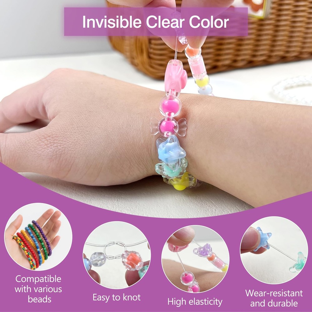1mm Clear Elastic Bracelet String Cord – Stretch Beading Thread Transparent