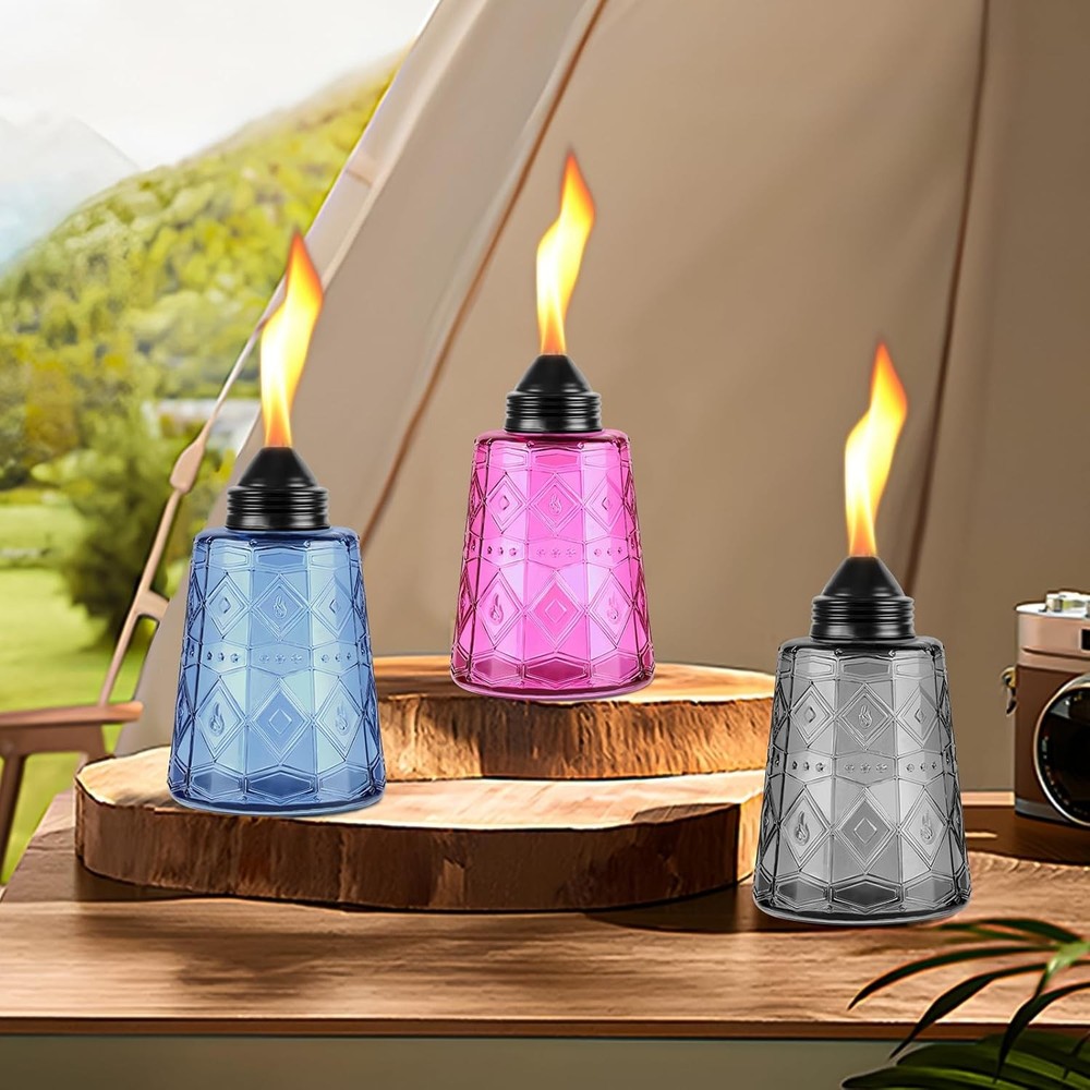 4-Piece Glass-Top Aromatherapy Lamp Set - Refillable Citronella Diffuser Jars