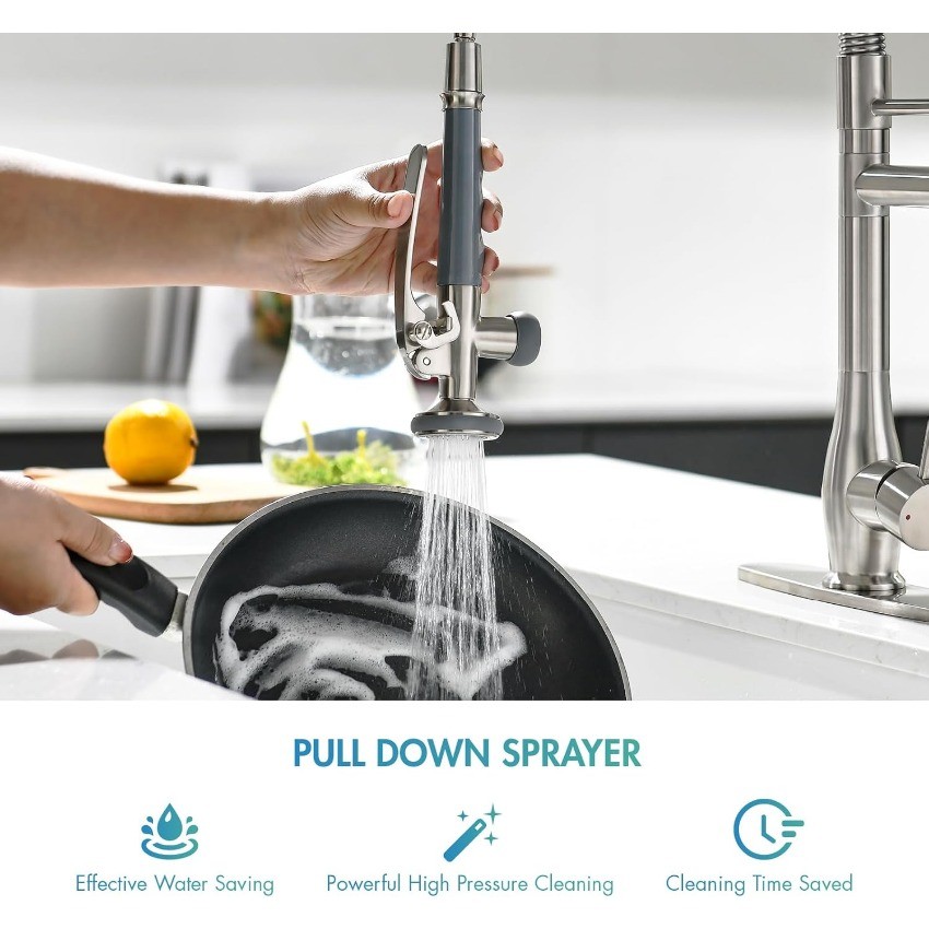 GIMILI Kitchen Faucet with Pull Down Sprayer Single Handle Brushed A
