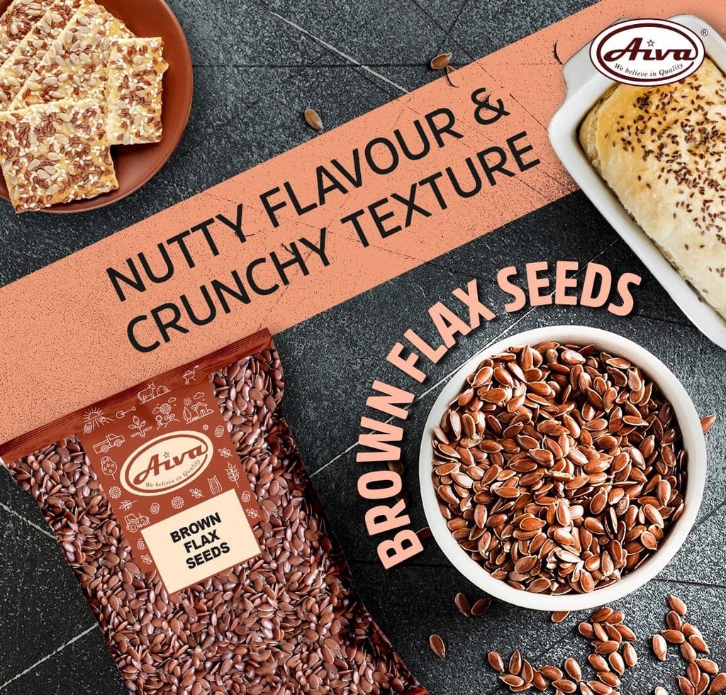 Aiva Brown Flax Seeds 5 LB | Whole Seeds for Cooking, Grinding & Sprouting