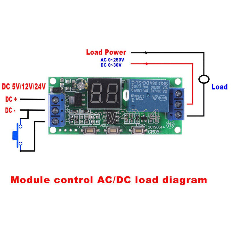 Multifunction Digital Time Infinite Delay Switch Timer Relay Module DC5V 12V 24V