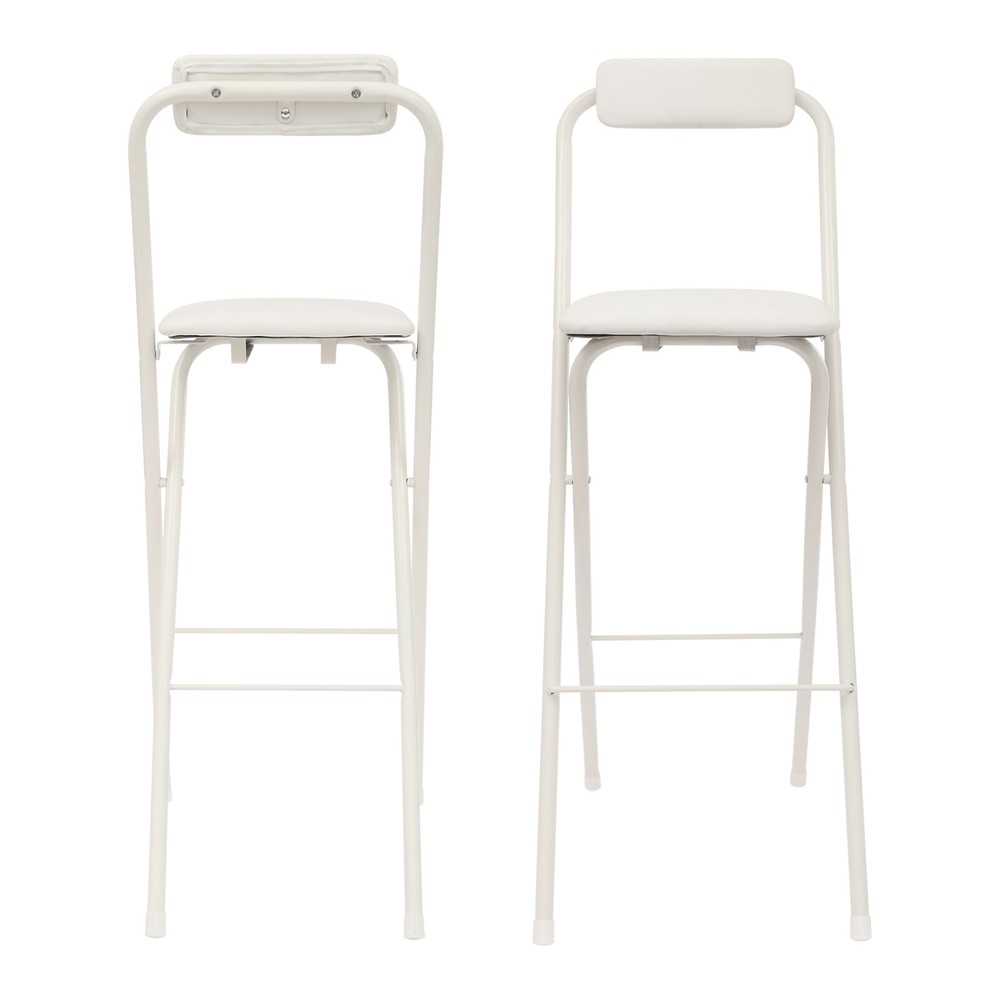 2PCS Modern Folding Bar Chairs, Space-Saving Design, Comfortable Seating White