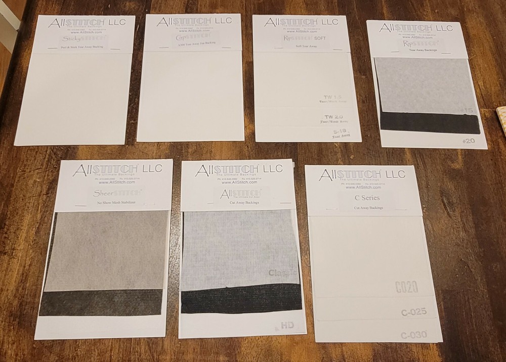 ALL STITCH The Ultimate Backings Samples Stabilizer-Tear Away Backing-Bakings