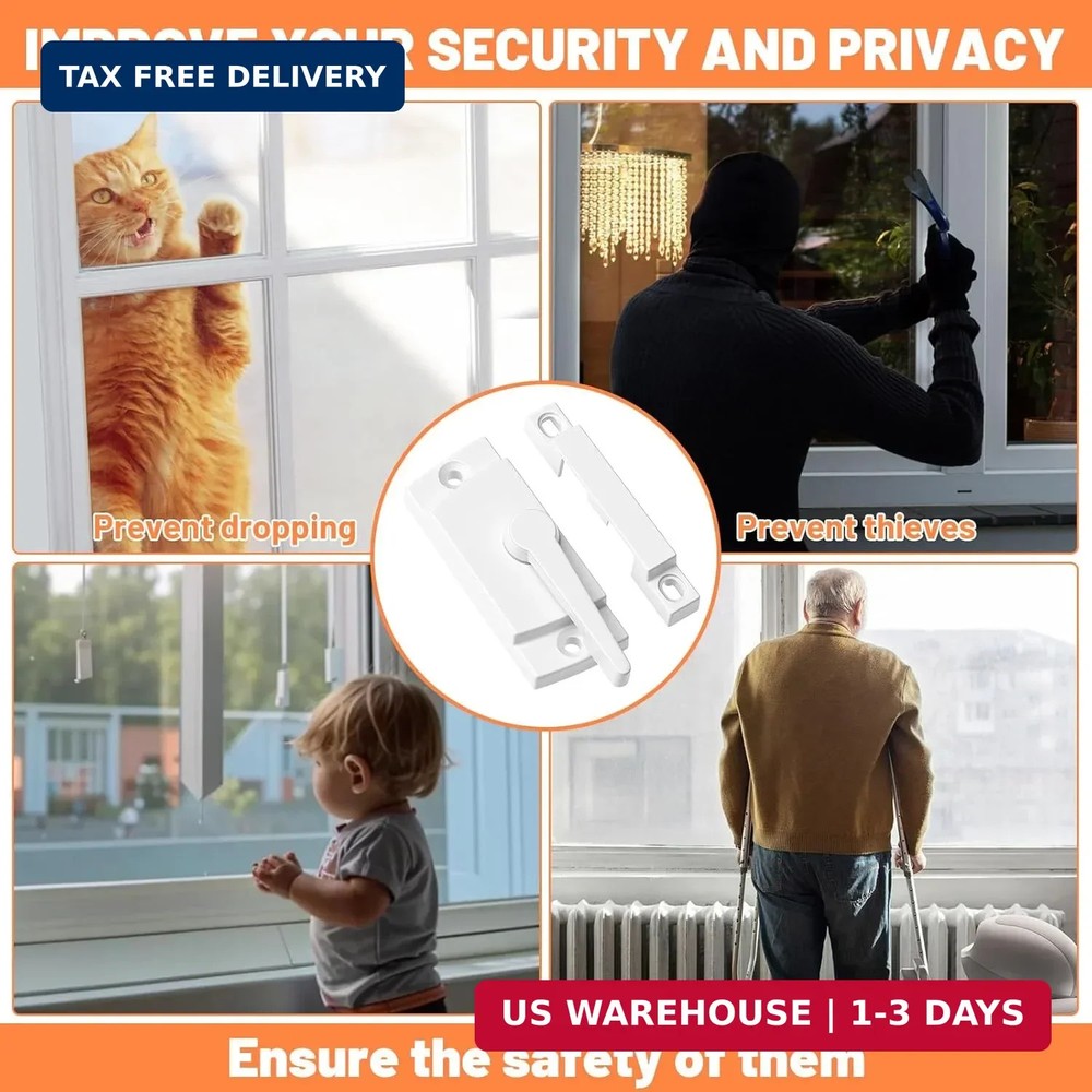 2 Pcs Window Sash Locks - Zinc Alloy Window Latch Replacement - Windows Locks fo