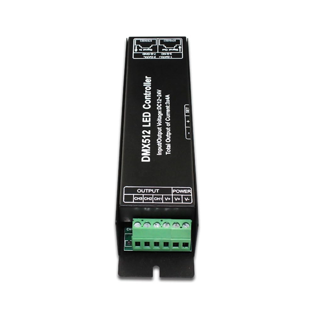 DMX 512 3-Channel Digital Display Decoder PWM Dimming Driver DC 12-24V
