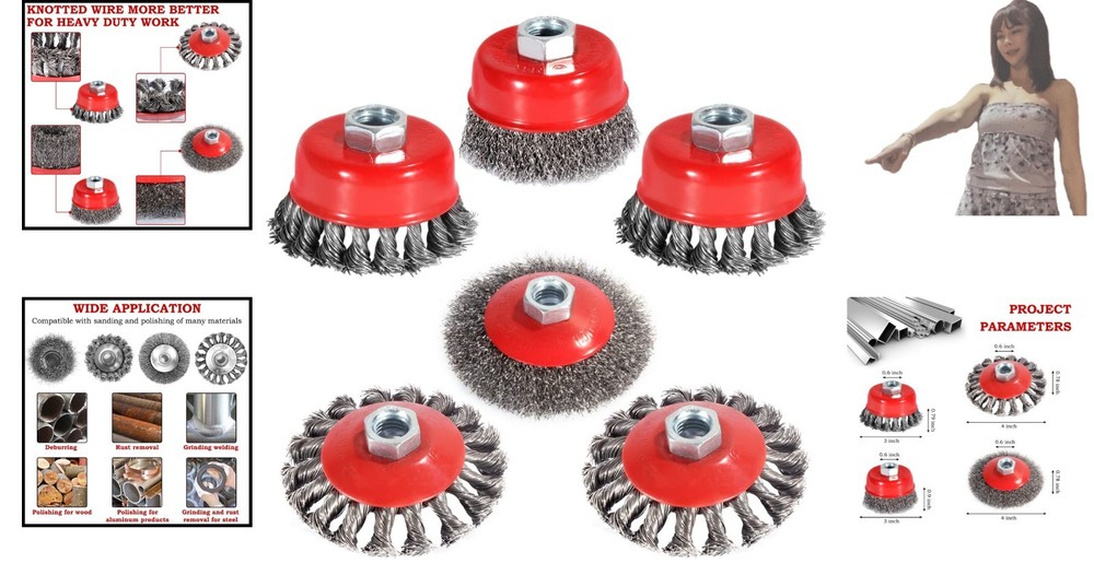 4 1/2" Angle Grinder Wire Wheel Set - Coarse Brushes for Rust Removal