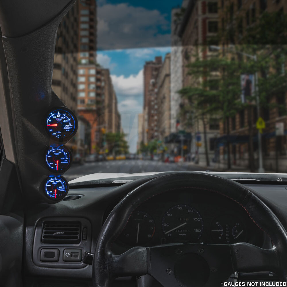 GlowShift Neutral Triple Gauge 52mm Pillar Pod for 2000-2005 Dodge Neon SRT-4