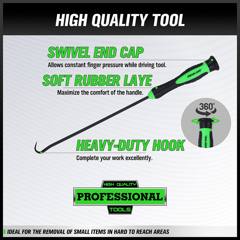 6pc Pick & Hook Set Extra Long O-Ring Seal Remover 9" Soft Grip Assorted Shapes